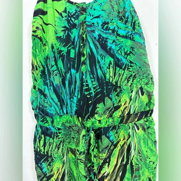 A.N.A. Jungle Amazon Green Romper Half Button Sz M Side Pockets - Picture 2 of 6